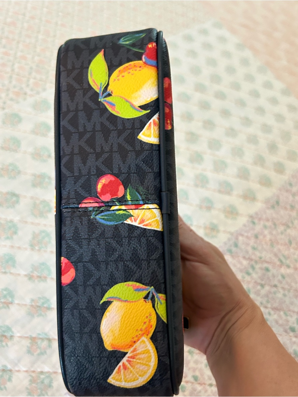 MICHAEL KORS Jet Set Fruit Print MK Logo Medium Pouchette In ADMIRAL BLUE NWT - Picture 10 of 13